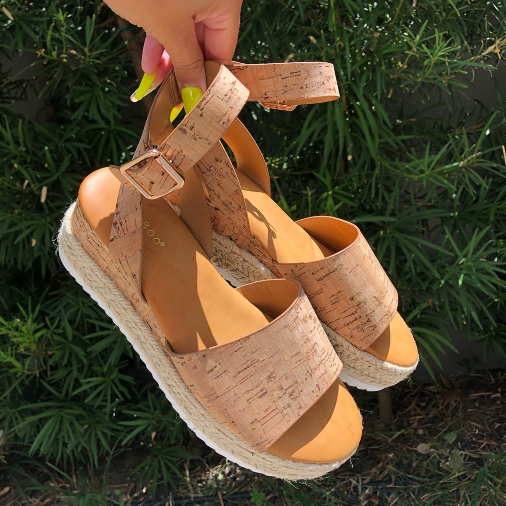 Cork Strap Wedge Platform Sandals - Picture 4 of 4